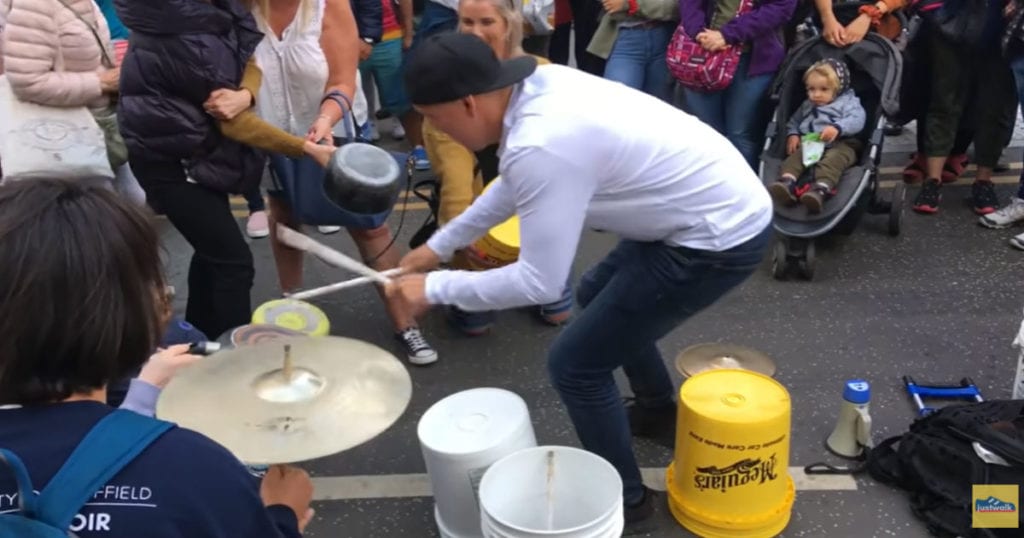 Bucket drummer plays energetic show, does hilarious grand finale making