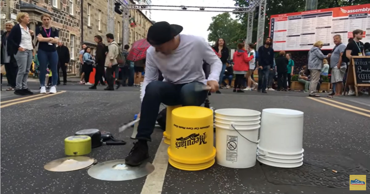 Bucket drummer plays energetic show, does hilarious grand finale making