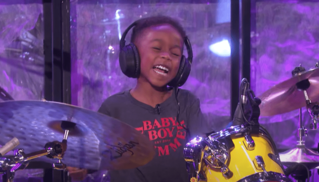 Amazing kid drummer goes on Ellen to play Lenny Kravitz cover then Kravitz comes out
